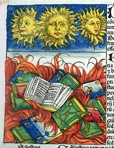 Autodafe of Books in the Middle Ages, Illustration from the 